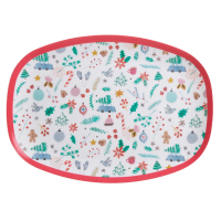 Christmas Print Rectangular Melamine Plate By Rice DK